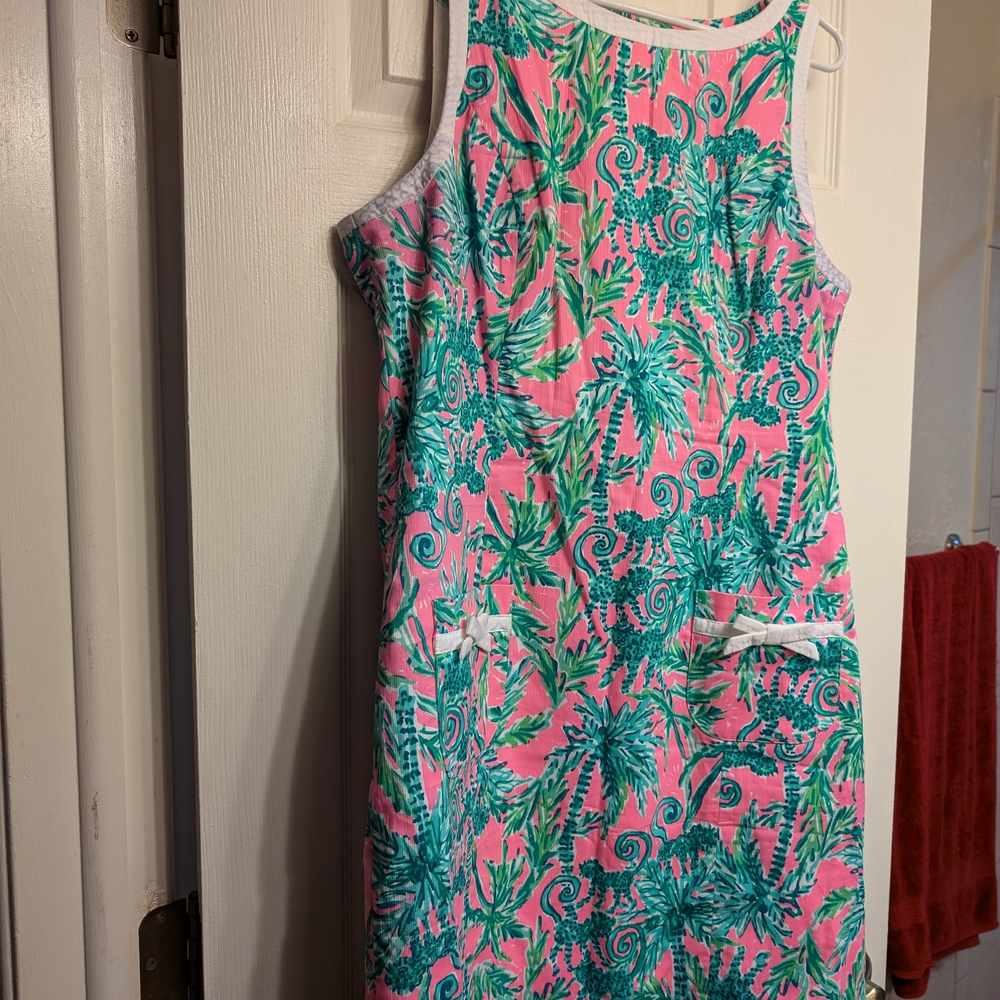 Lilly Pulitzer Kathleen stretch Pink and Green Tropical Dress
